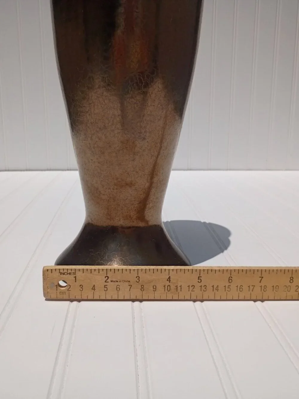Vintage Haeger Floral Gunmetal Bronze Ceramic Vase 17” Large Mid Century USA MCM